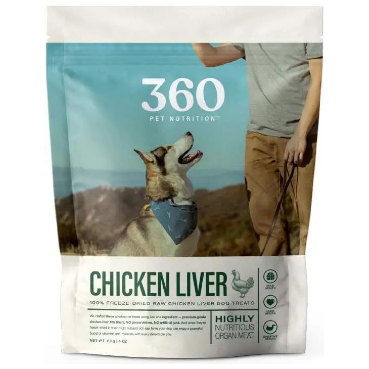 360 Pet Nutrition Chicken Liver Grain-Free Raw Freeze-Dried Dog Treats 360 Pet Nutrition