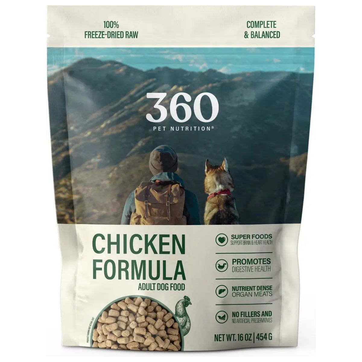 360 Pet Nutrition Raw Chicken Formula Grain-Free Freeze-Dried Dog Food 360 Pet Nutrition