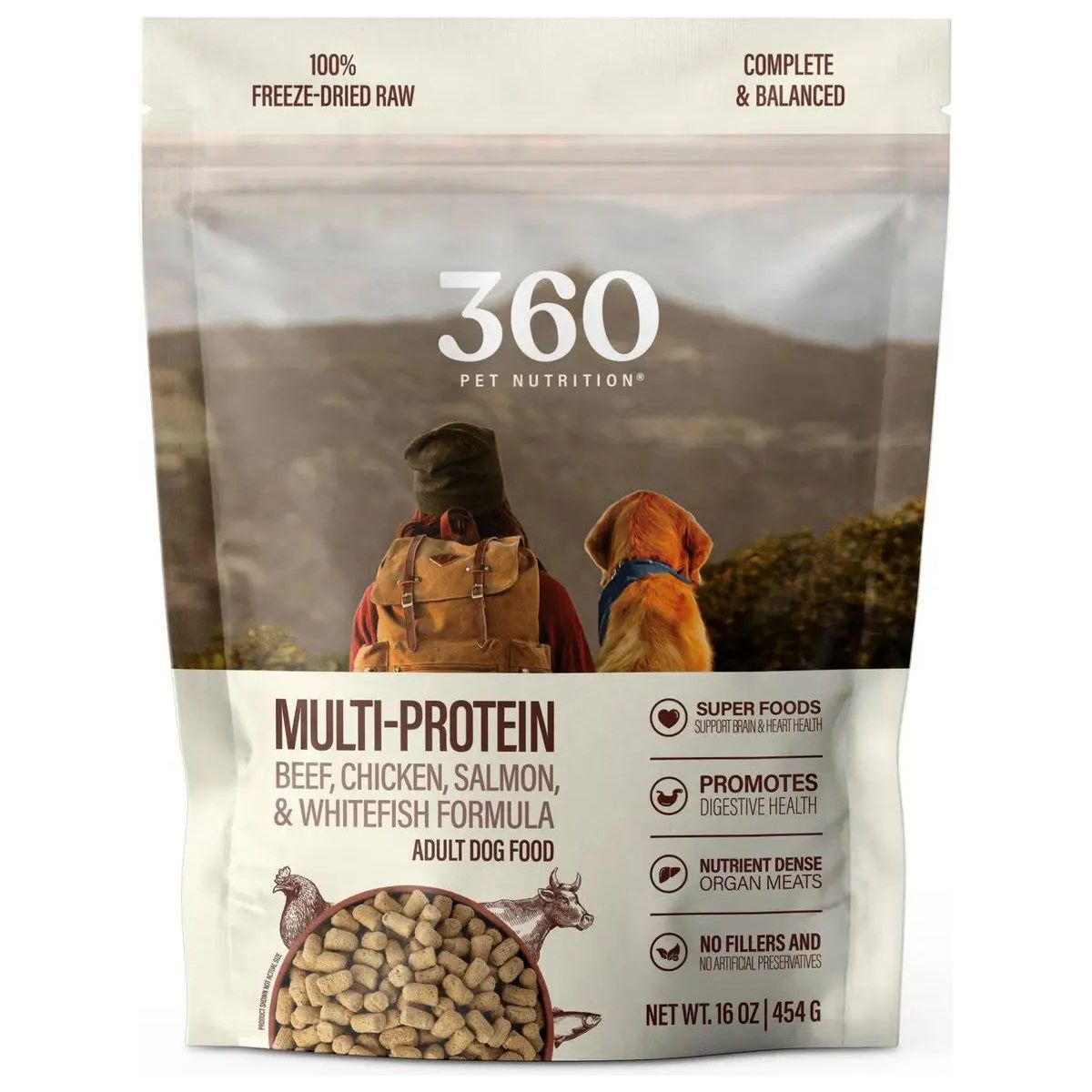 360 Pet Nutrition Raw Formula Multi-Protein Grain-Free Adult Freeze-Dried Dog Food 360 Pet Nutrition