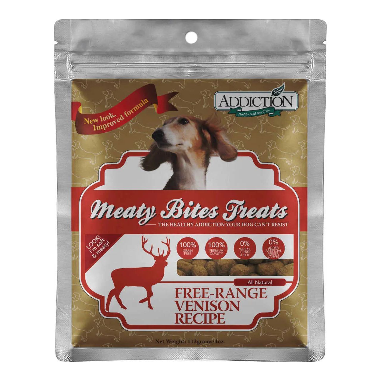 Addiction Venison Meaty Bites Grain-Free Dog Treats Addiction