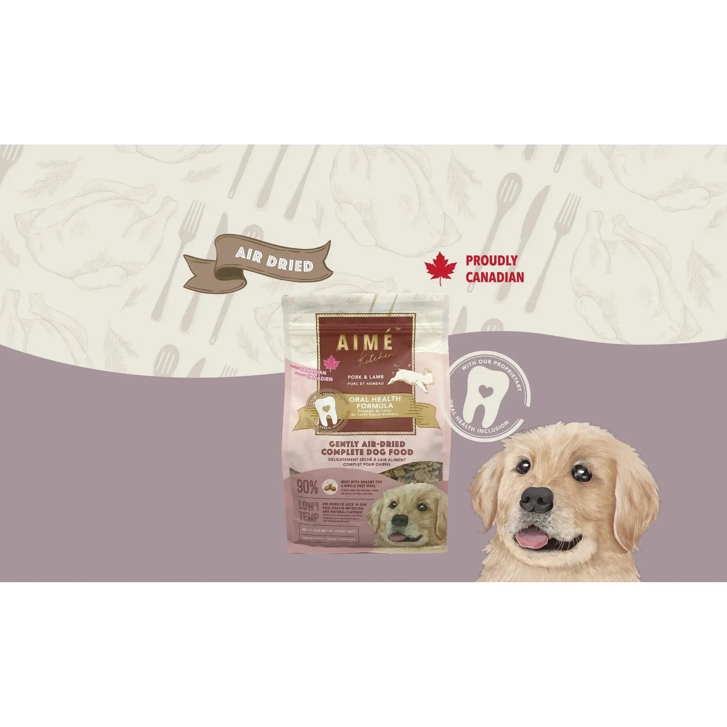 Aime Kitchen Oral Health Air Dried Pork & Lamb Recipe Dog Food 2.2lb Aime Kitchen