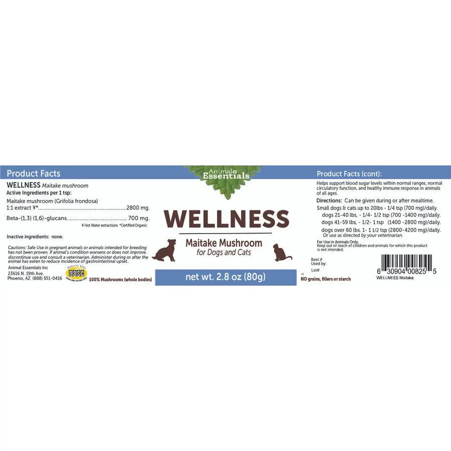 Animal Essentials Wellness Maitake Mushroom Cat & Dog Vitamin Supplement Animal Essentials®