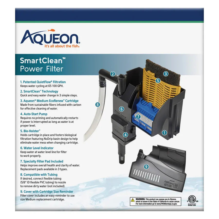 Aqueon SmartClean™ Power Filter with EcoRenew™ Filter Cartridge 10-20 gal Aqueon