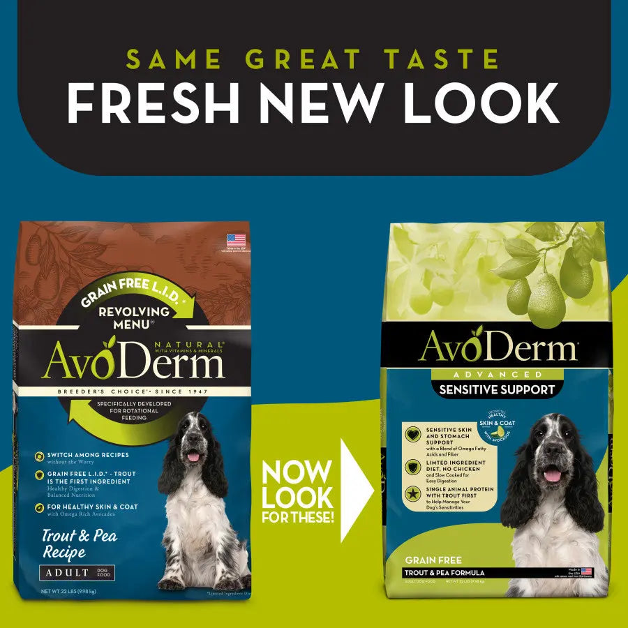 AvoDerm Grain Free LID Revolving Menu Trout & Pea Recipe Dry Dog Food AvoDerm CPD