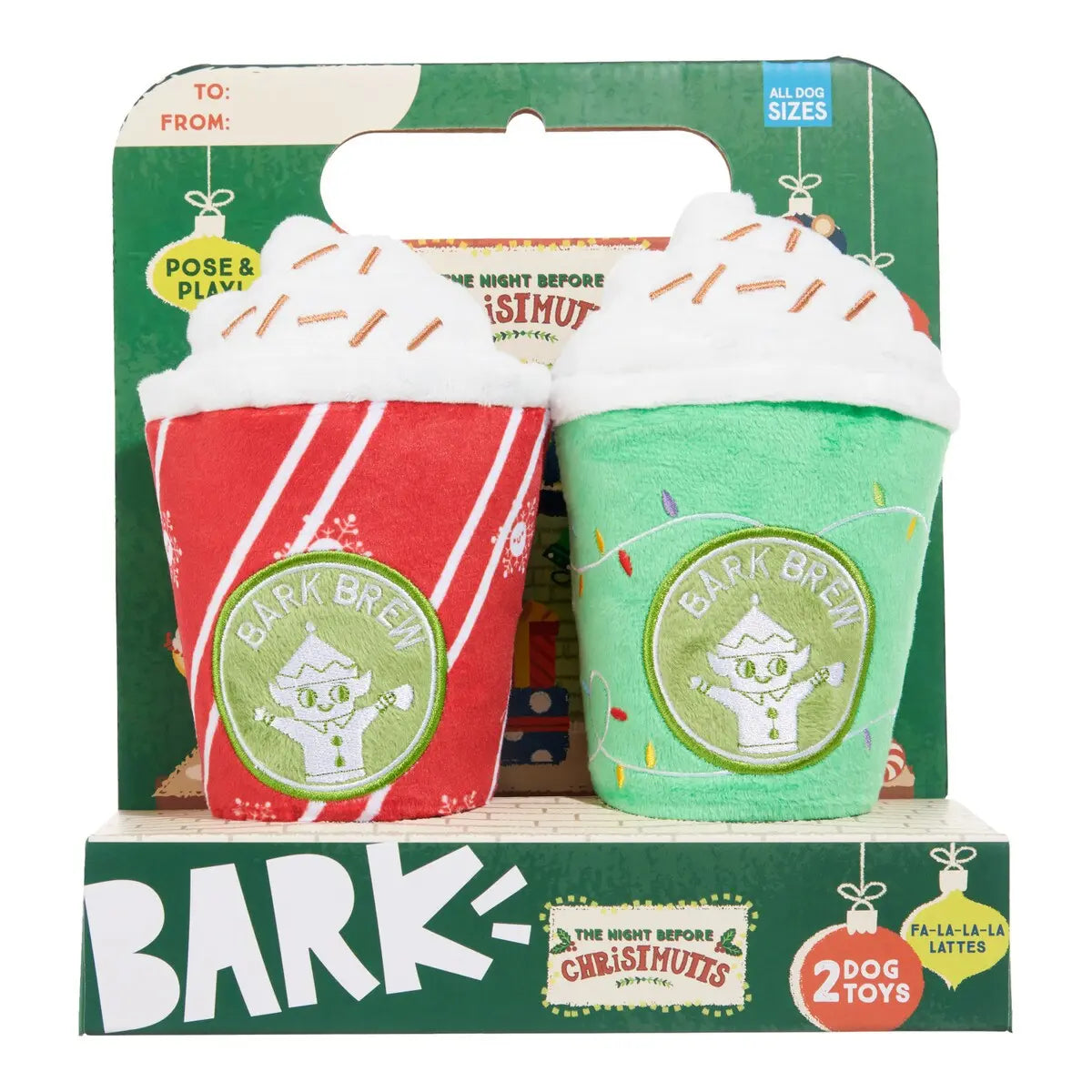 BARK Fa-La-La-Lattes Plush Dog Toy 2pc BARK