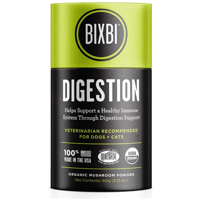 BIXBI Digestion Pet Superfood Daily Mushroom Powder Supplement for Dogs & Cats 2.12 oz BIXBI