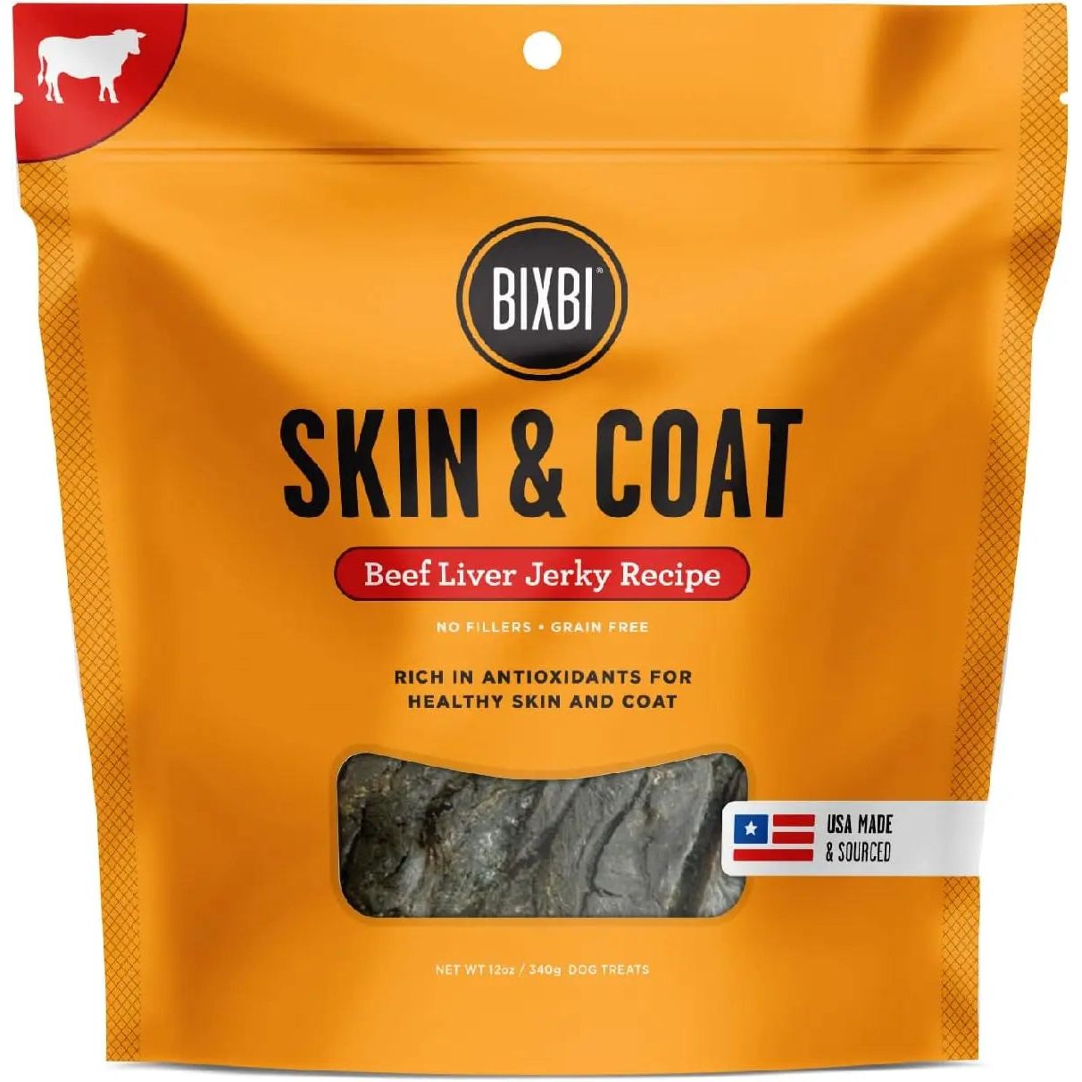 BIXBI Skin & Coat Beef Jerky Dog Treats BIXBI