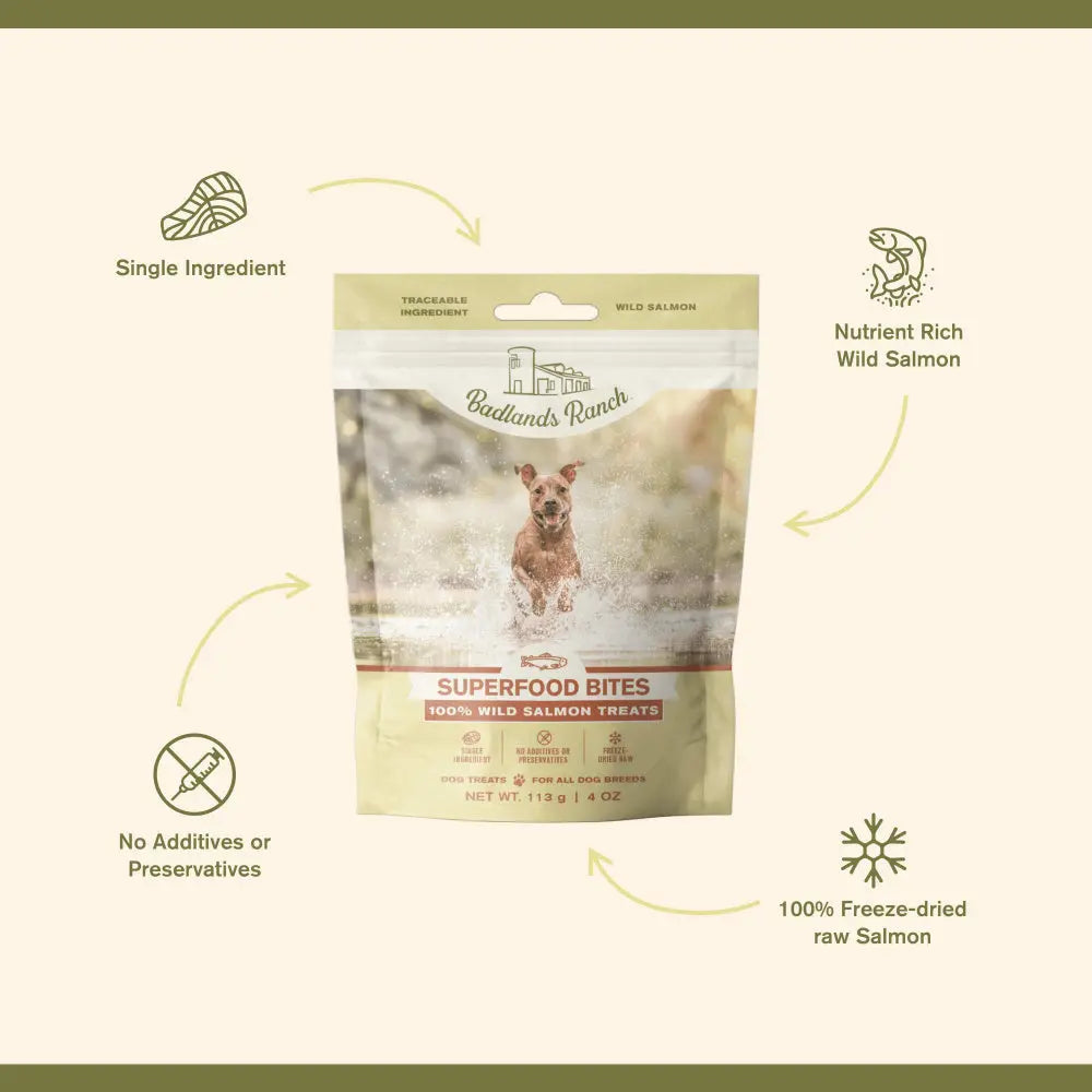 Badlands Ranch Salmon Grain-Free Freeze-Dried Raw Dog Treats 4oz Badlands Ranch