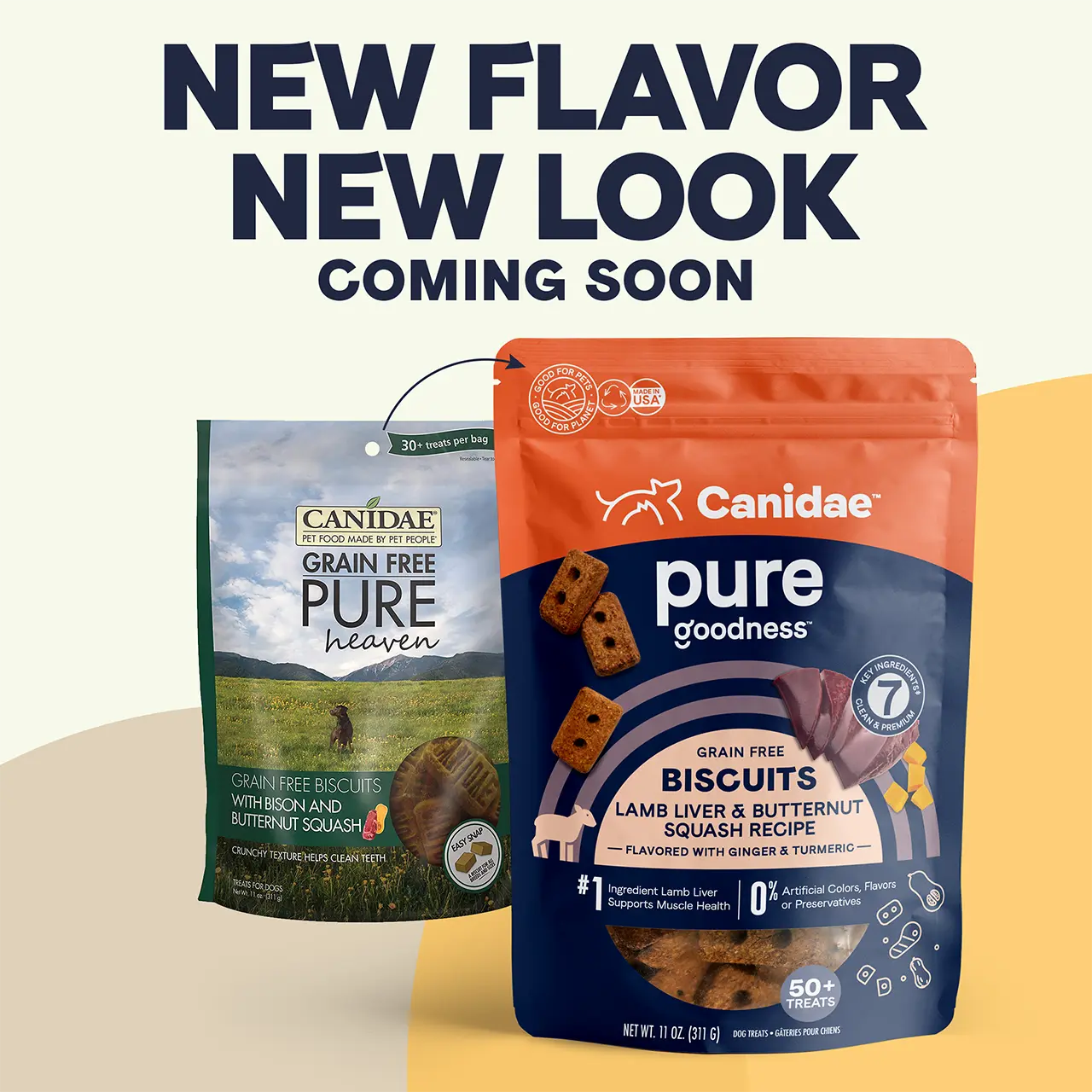 CANIDAE PURE Goodness Grain Free Biscuit with Lamb Liver & Butternut Squash Dog Treats 11 oz CANIDAE