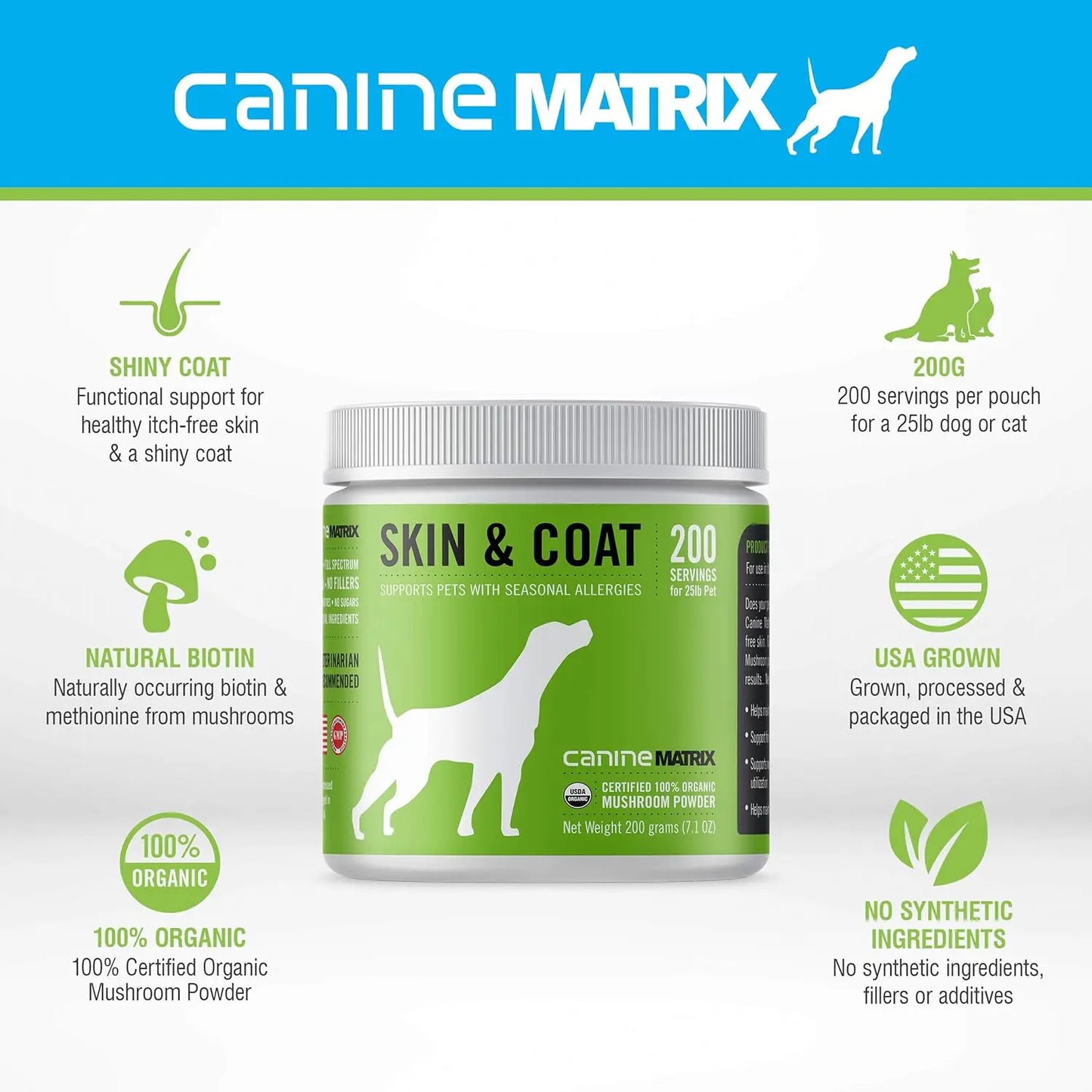 Canine Matrix Skin & Coat Seasonal Allergies Dog Supplement Mushroom Matrix