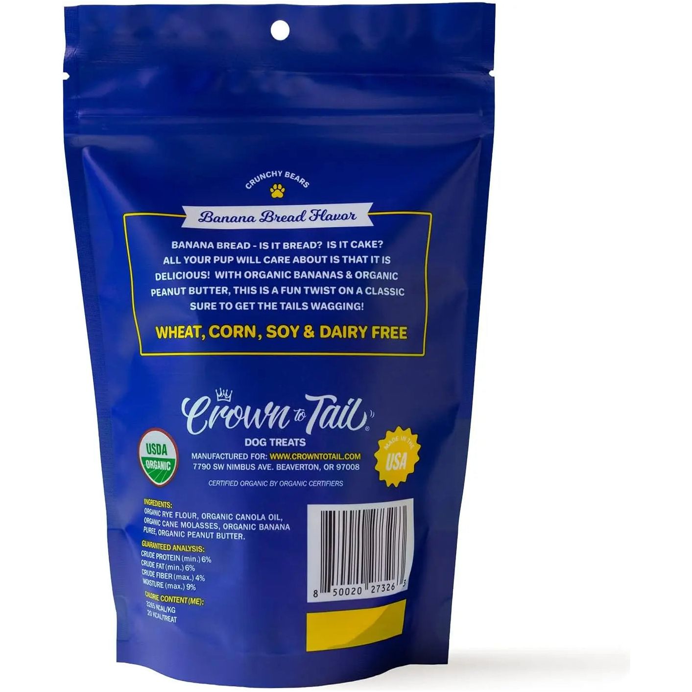 Crown to Tail Organic Banana Bread Crunchy Dog Treats Crown to Tail