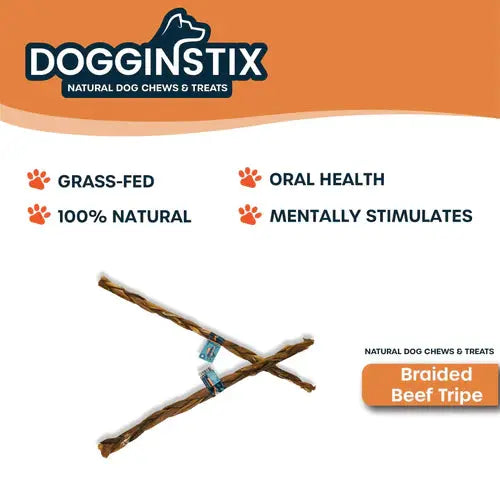 Dogginstix Braided Beef Tripe Sticks for Puppies Dogginstix