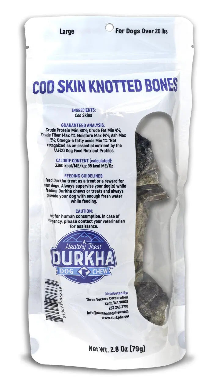 Durkha Cod Skin Knotted Bone Dog Treat Durkha