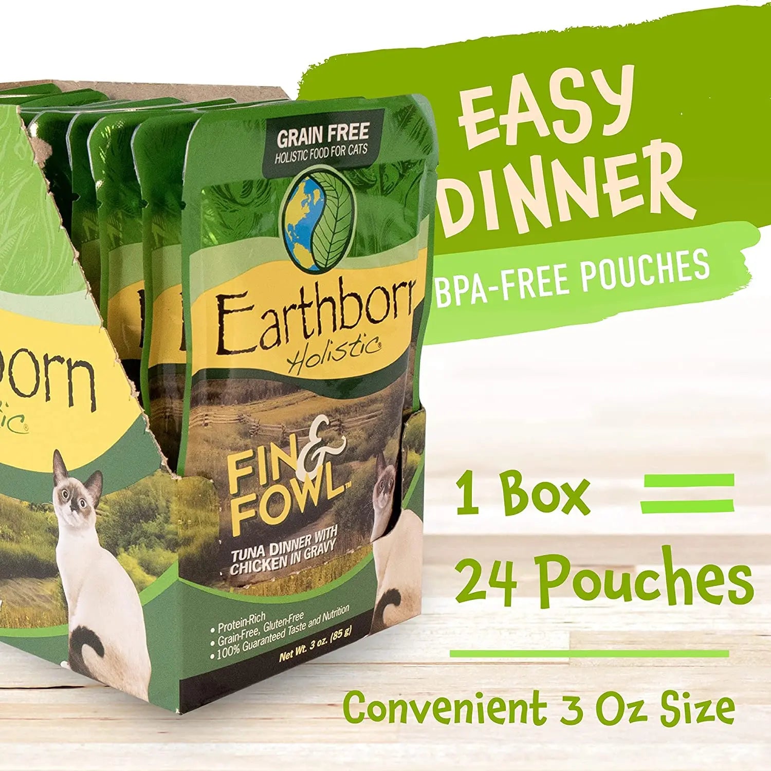 Earthborn Holistic Grain Free Fin and Fowl Wet Cat Food 24ea/3 oz Earthborn Holistic