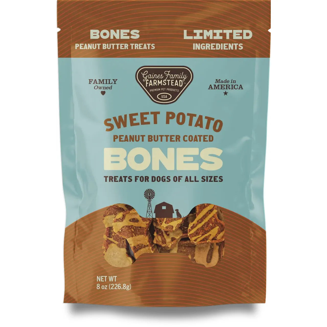 Gaines Family Farmstead Sweet Potato Peanut Butter Coated Bones Dog Treats Gaines Family Farmstead