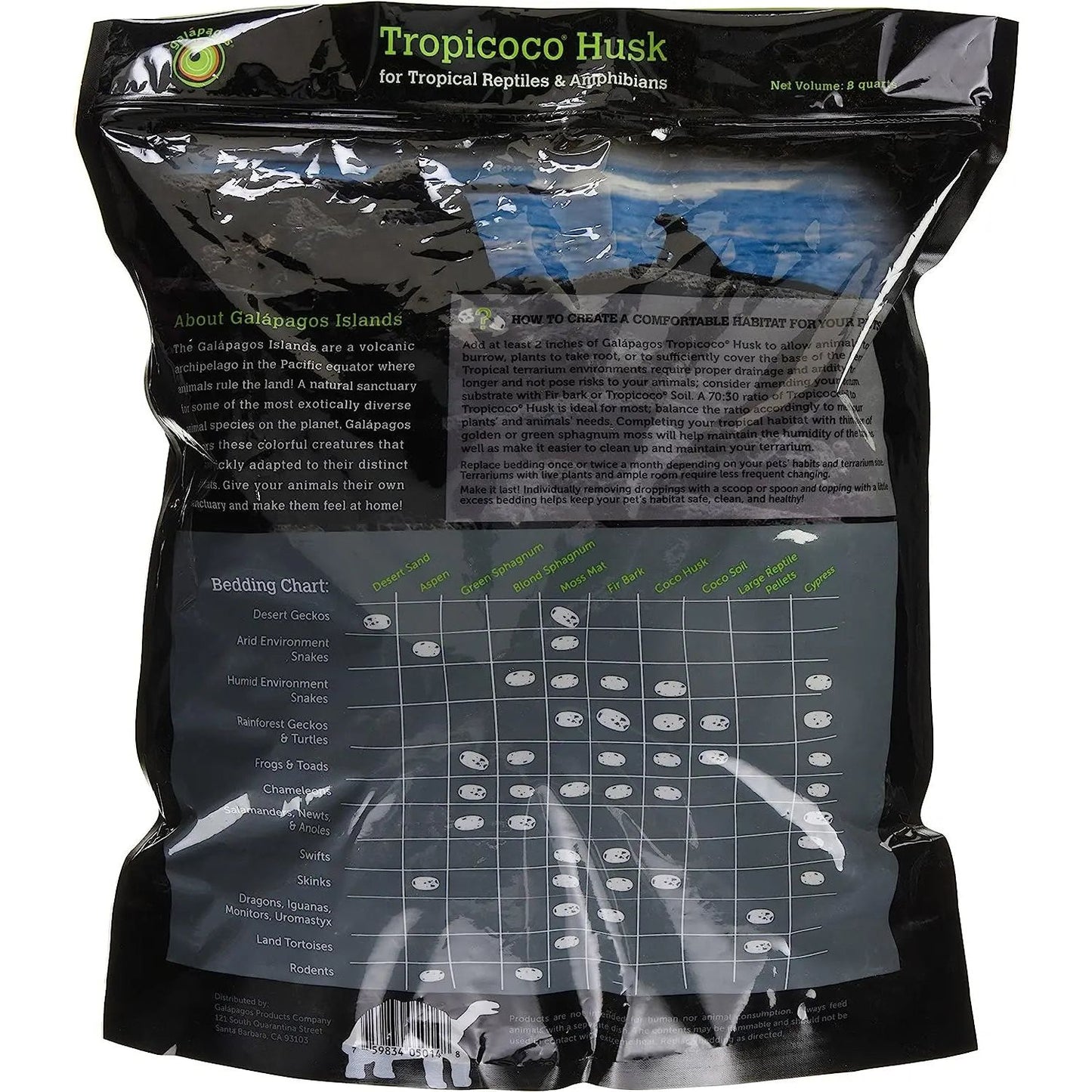 Galapagos Tropicoco Natural Coconut Husk Bedding Substrate 8 qt Galapagos