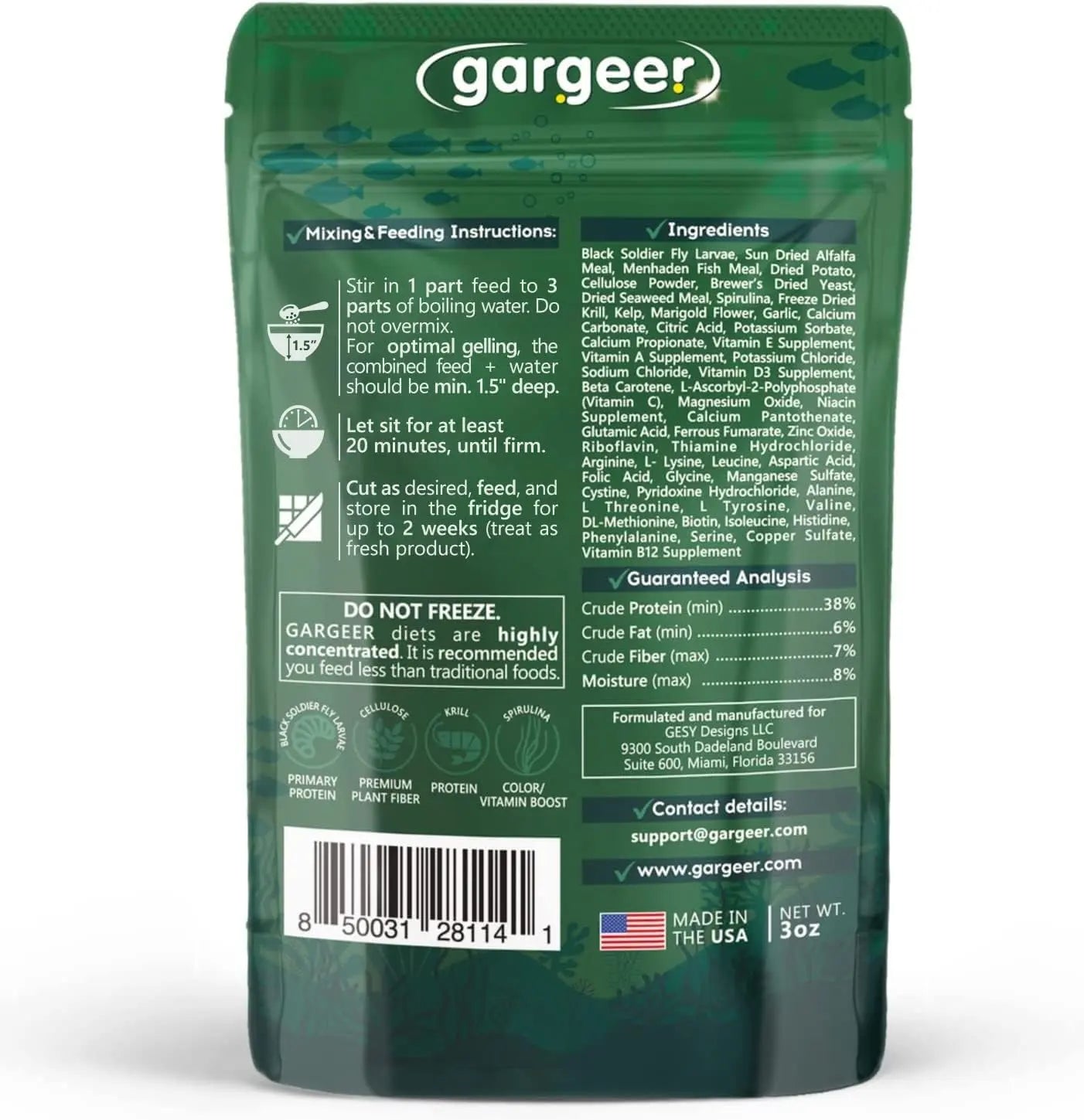 Gargeer Complete Bottom Dweller Fish Food for Advanced Breeders 3oz Gargeer