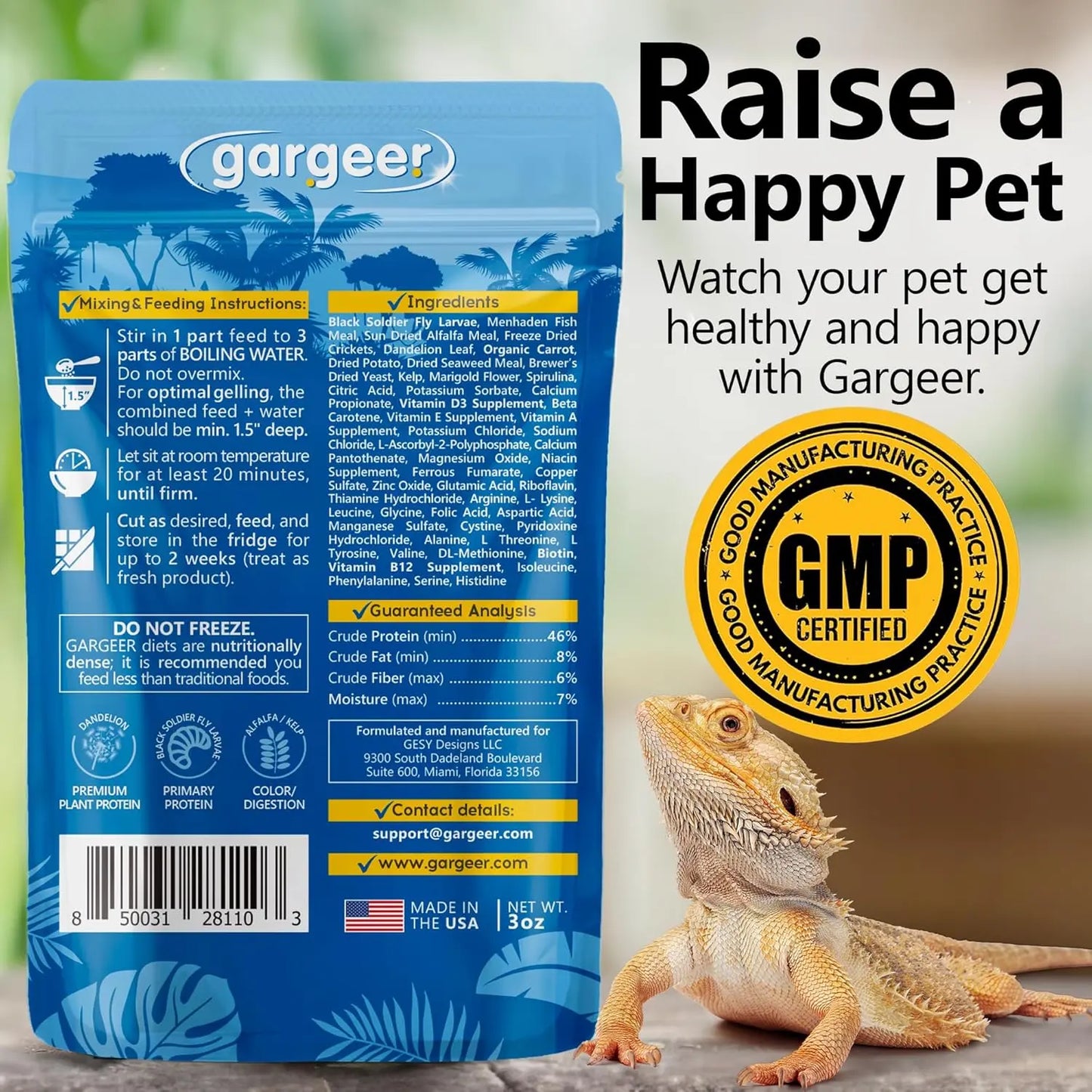 Gargeer Complete Gel Diet Bearded Dragon Food Gargeer