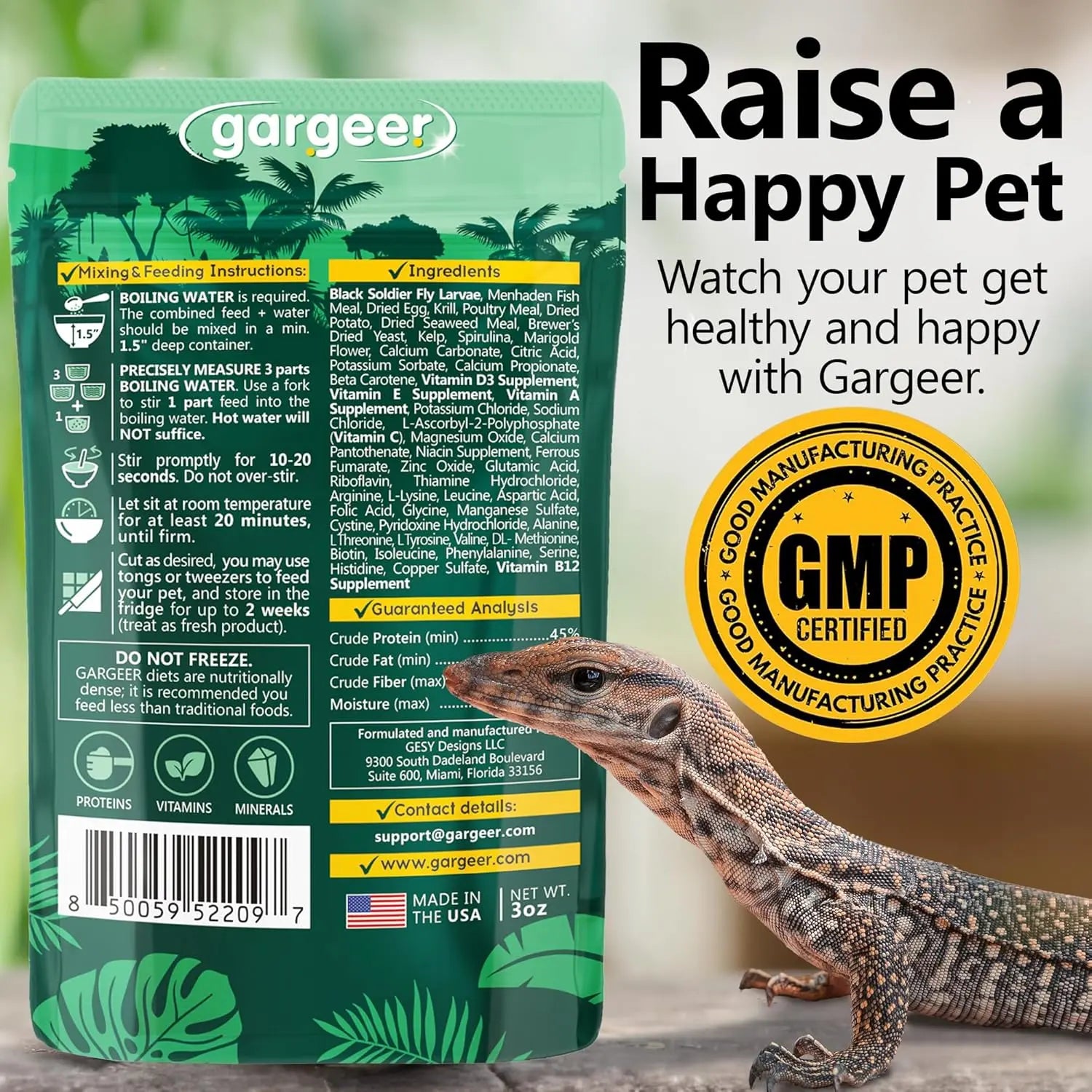 Gargeer Complete Gel Diet Monitor Lizard Food 3oz Gargeer