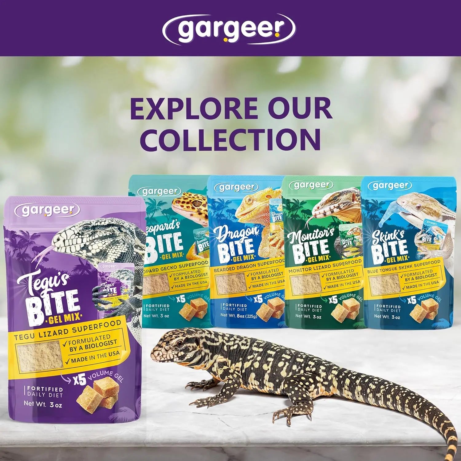 Gargeer Complete Gel Diet Tegu Lizard Food 3oz Gargeer