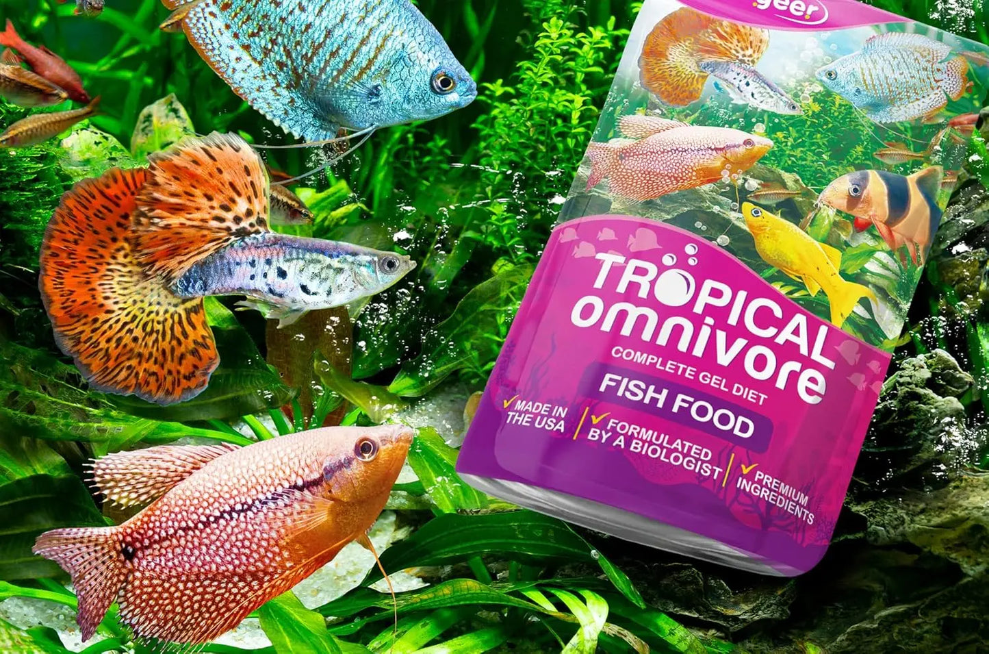 Gargeer Complete Tropical Fish Food High-Quality Gel Diet for Freshwater Fish 3oz Gargeer