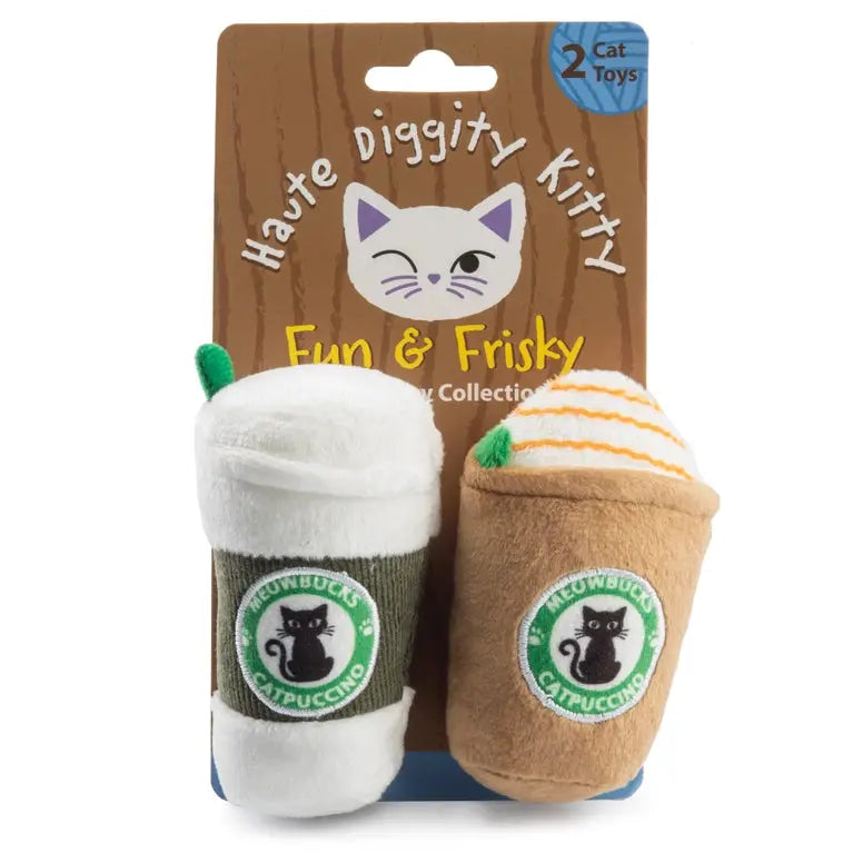 Haute Diggity Dog Meowbucks 2 Coffee Cups Organic Catnip Toys Haute Diggity Dog