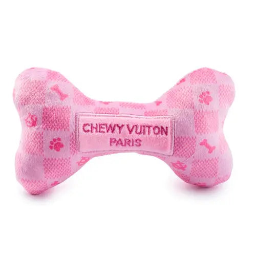 Haute Diggity Dog Pink Checker Chewy Vuiton Bone Plush Dog Toy Haute Diggity Dog