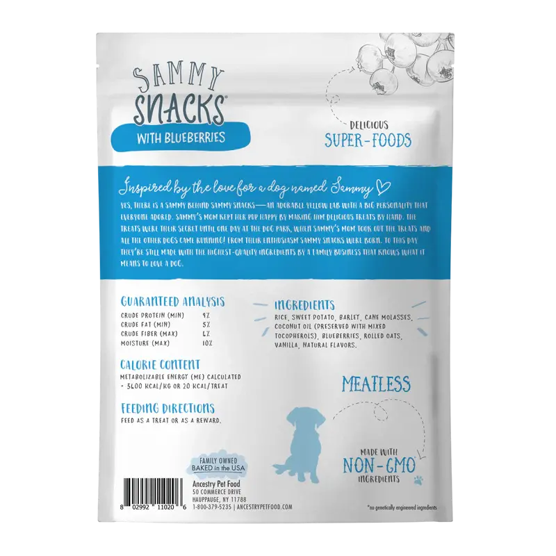 Health Extension Sammy Snacks Blueberries Flavored Natural Dog Treats 8 oz Health Extension