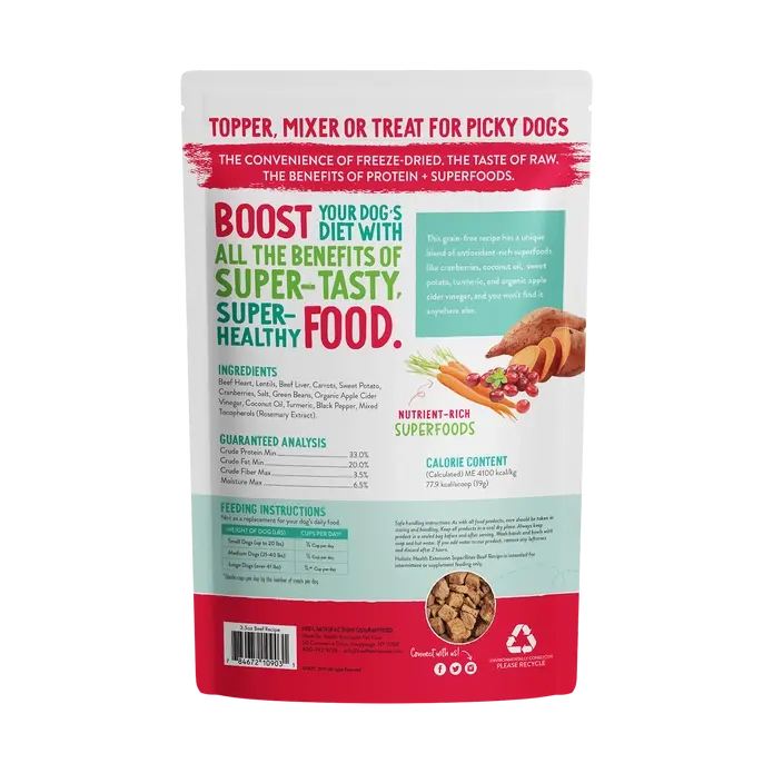 Health Extension Super Bites Beef Recipe Freeze-Dried Raw Dog Food Mixer Health Extension