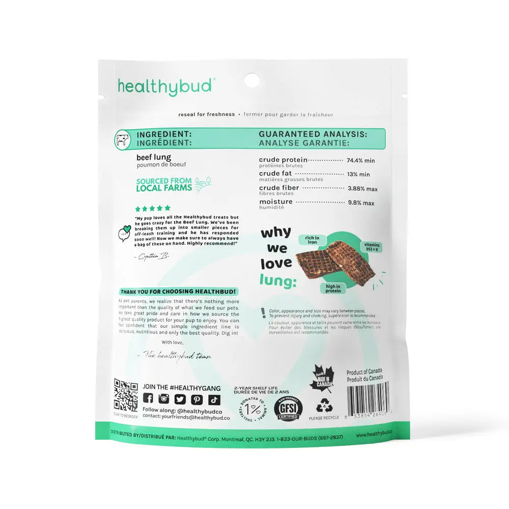 Healthybud Beef Lung Dehydrated Dog Treats Healthybud