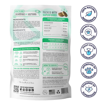 Healthybud Beef Meal Bites Freeze-Dried Dog Food 14 Oz Healthybud