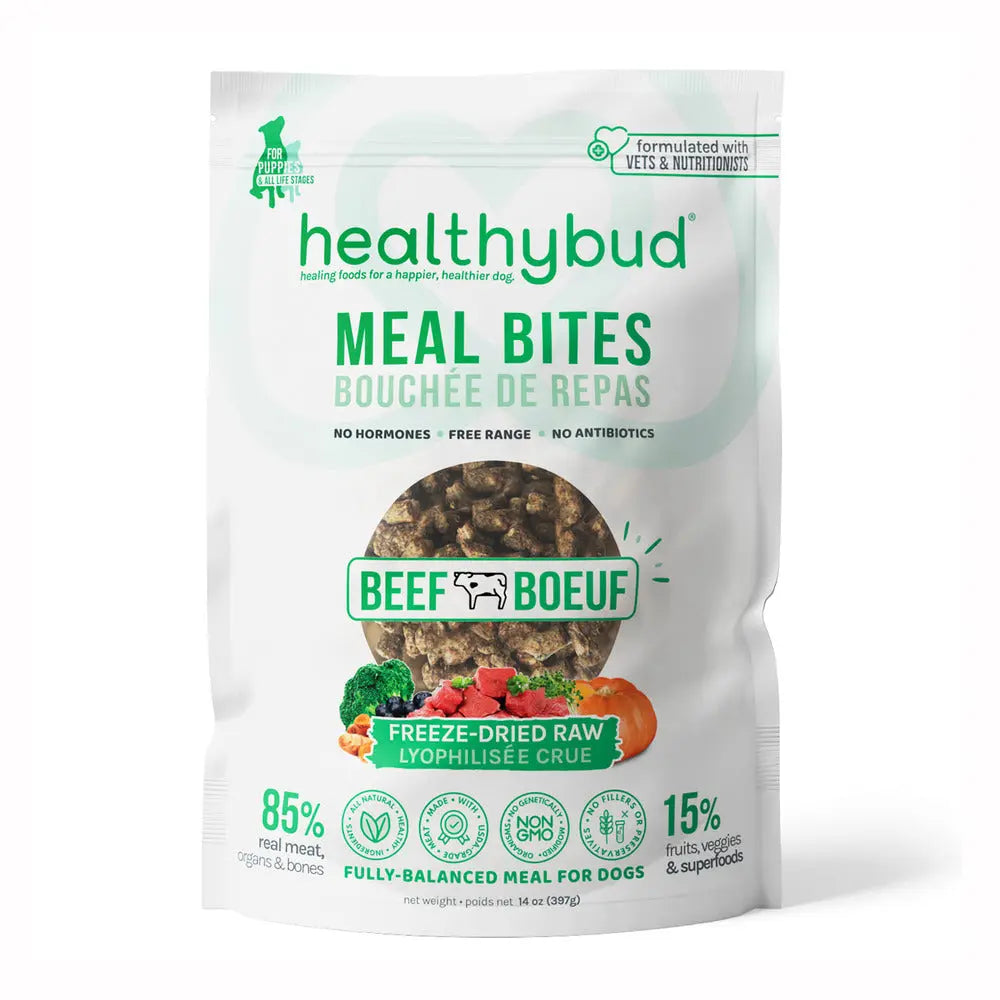 Healthybud Beef Meal Bites Freeze-Dried Dog Food 14Oz Healthybud