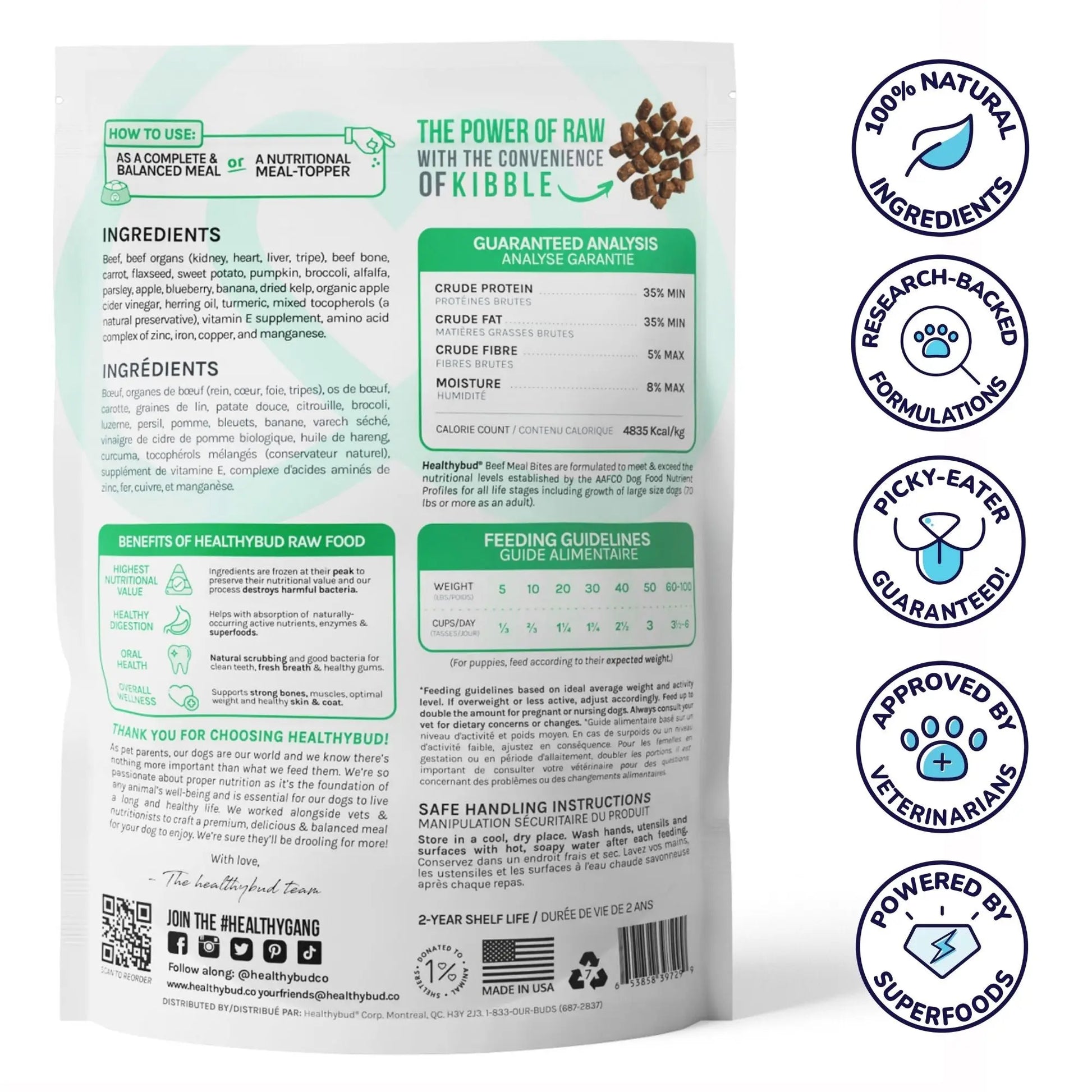 Healthybud Beef Meal Bites Freeze-Dried Dog Food 14Oz Healthybud