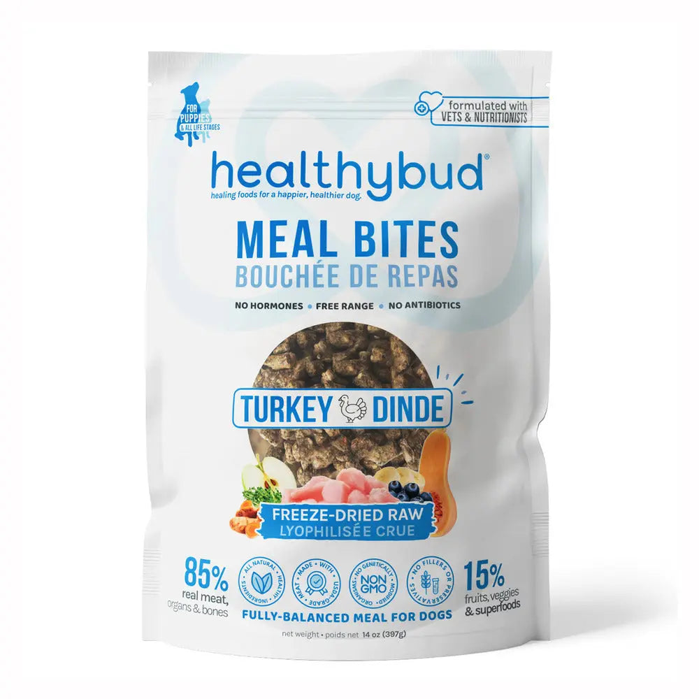 Healthybud Turkey Meal Bites Freeze-Dried Dog Food 14Oz Healthybud