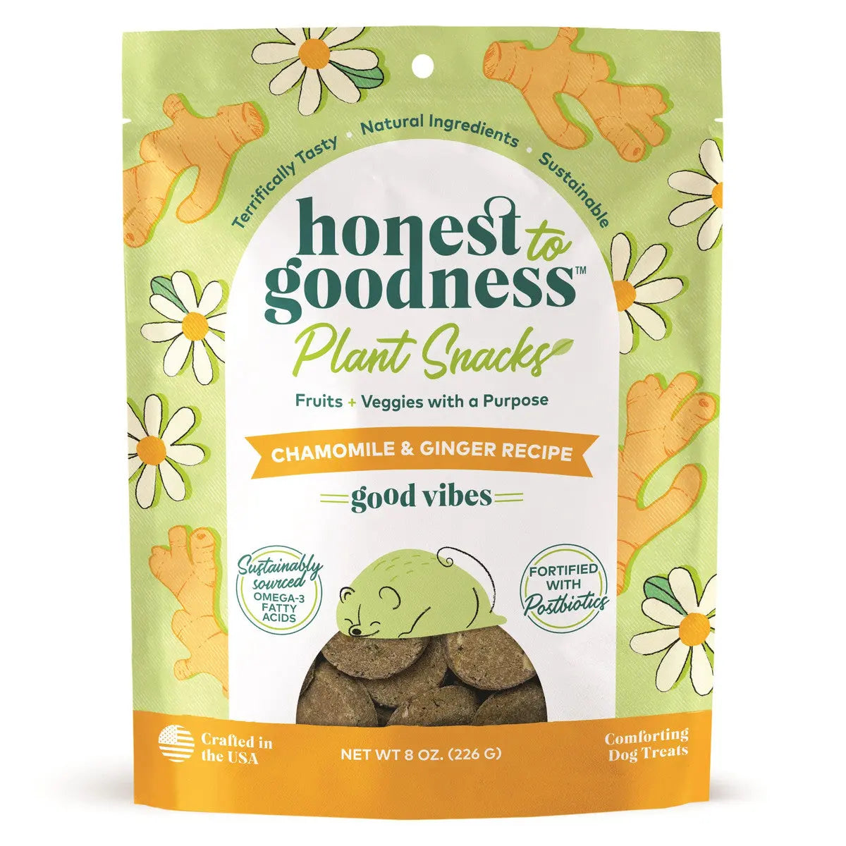 Honest To Goodness™ Plant Snacks Good Vibes Chamomile & Ginger Recipe Dog Treats 8oz Honest To Goodness