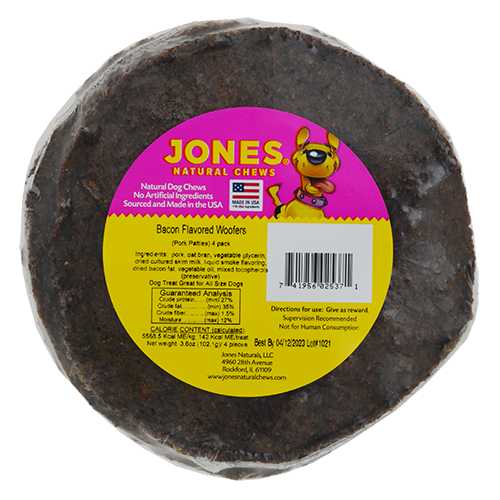 Jones Natural Chews Bacon Woofers for Dog 50ct Jones Natural Chews