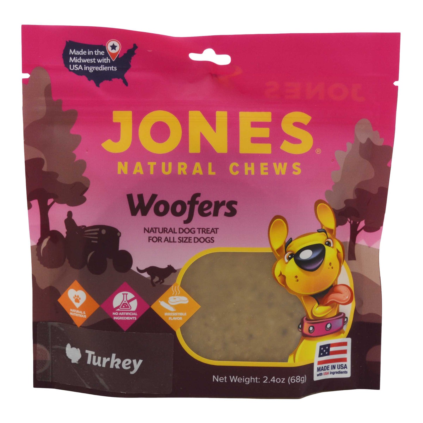 Jones Natural Chews Turkey Woofers for Dog 50 Count Jones Natural Chews