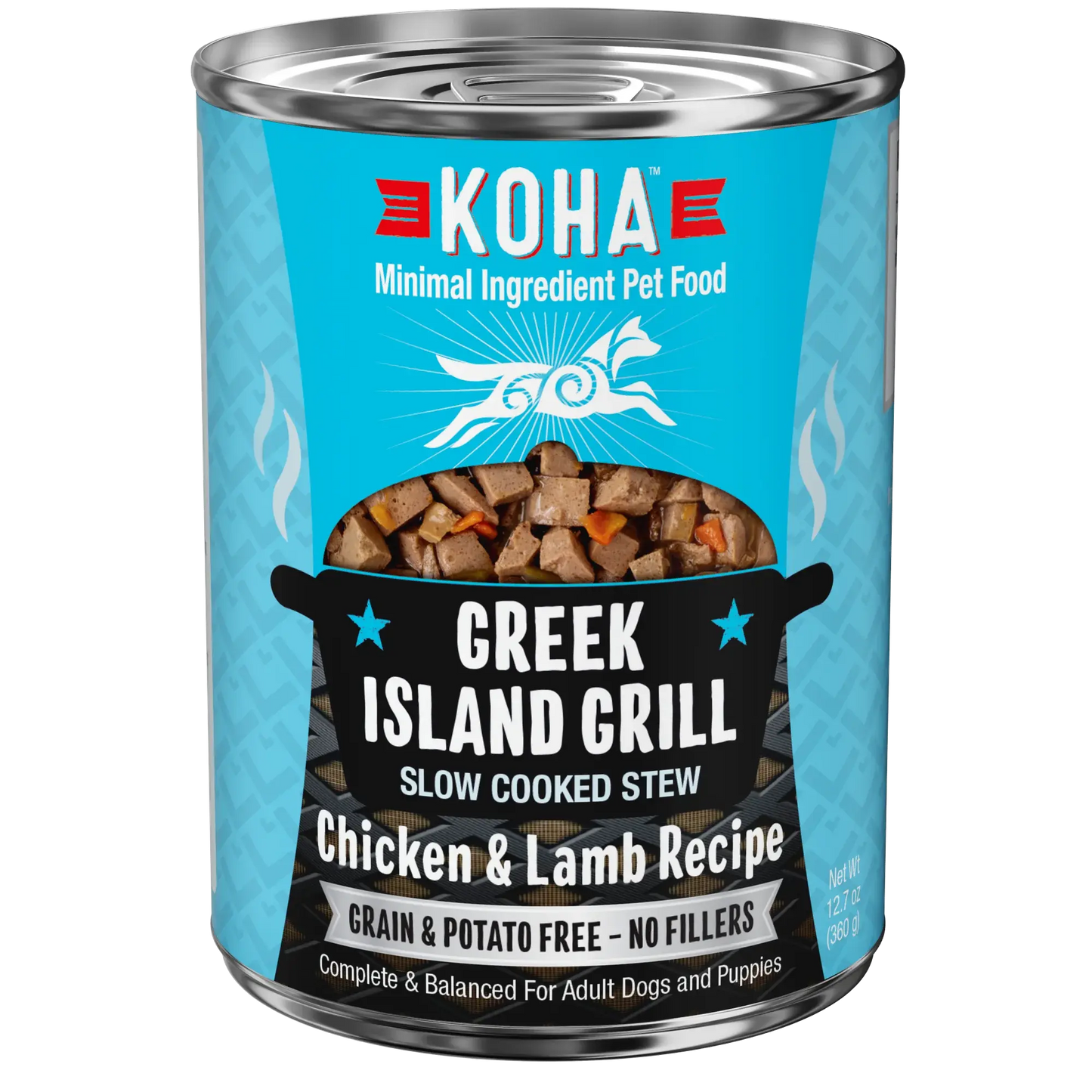 KOHA Greek Island Grill Slow Cooked Stew Chicken and Lamb for Dogs 12.7oz Case of 12 KOHA