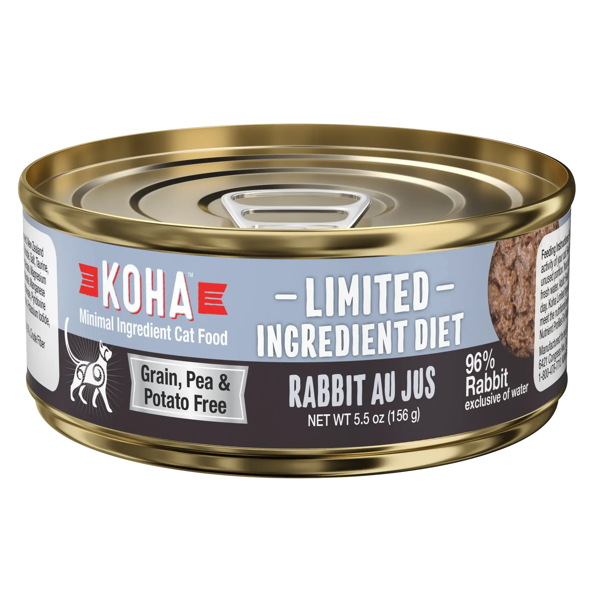 KOHA Limited Ingredient Diet Rabbit Au Jus Wet Cat Food  Cans Case of 24 KOHA