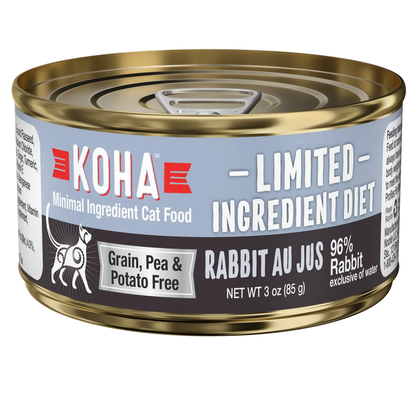 KOHA Limited Ingredient Diet Rabbit Au Jus Wet Cat Food  Cans Case of 24 KOHA