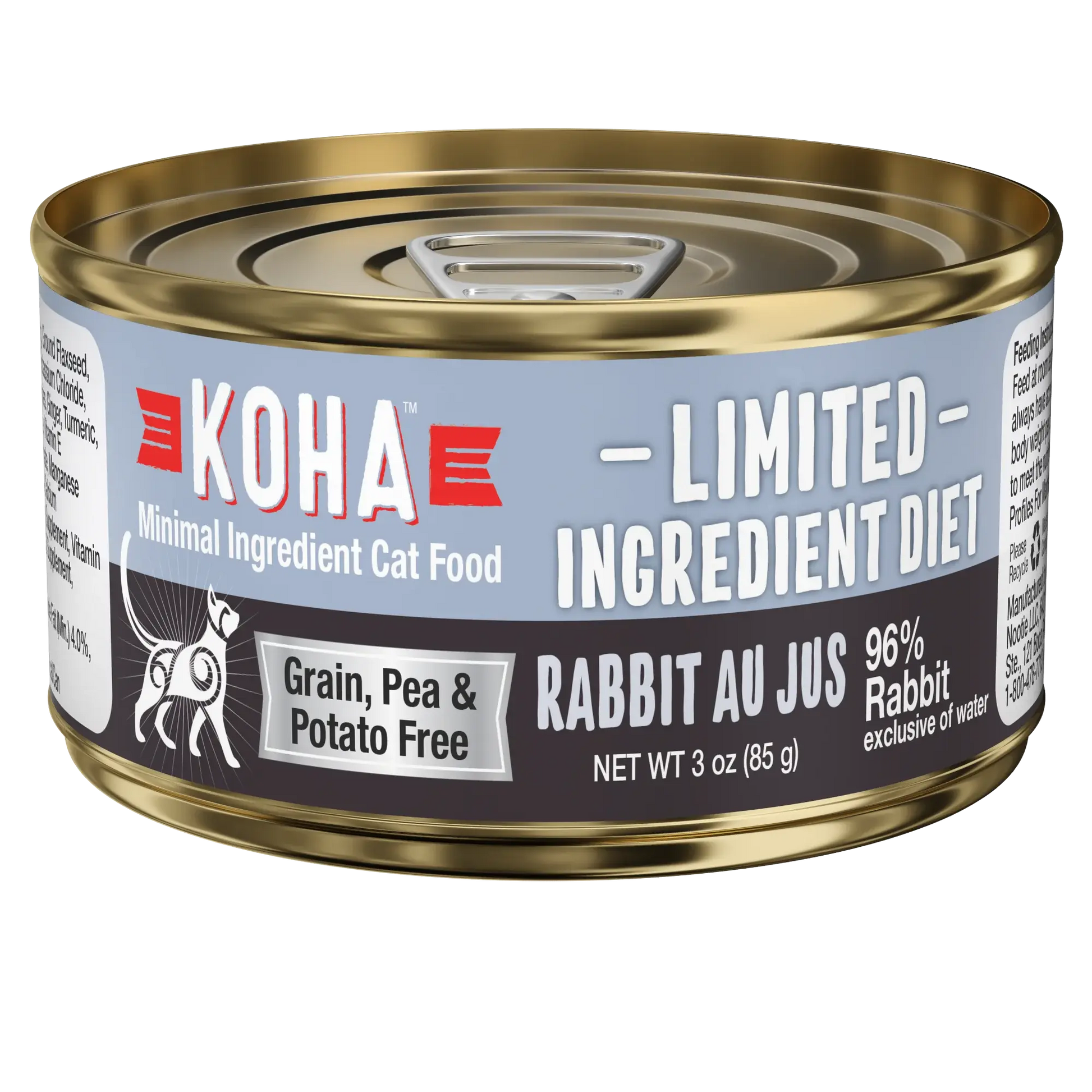 KOHA Limited Ingredient Diet Rabbit Au Jus Wet Cat Food  Cans Case of 24 KOHA