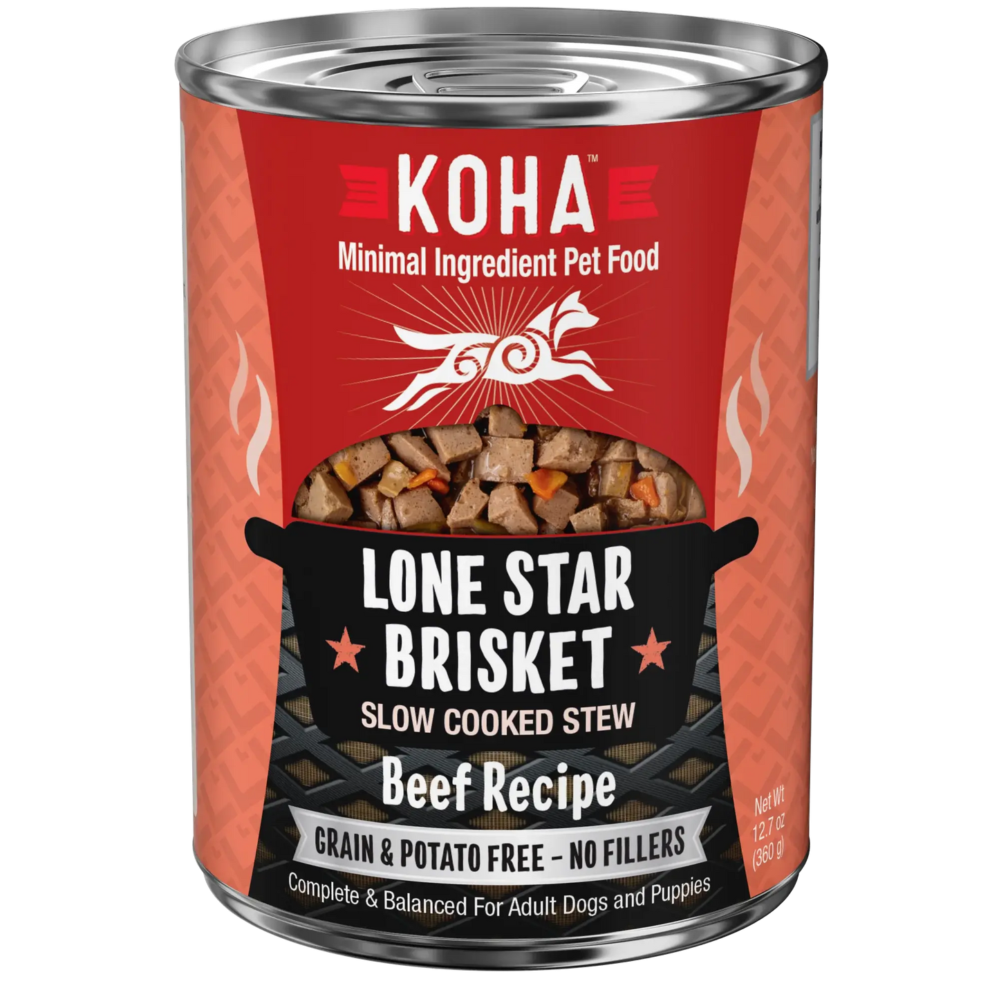 KOHA Lone Star Brisket Slow Cooked Stew Beef Recipe for Dogs 12.7oz Case of 12 KOHA