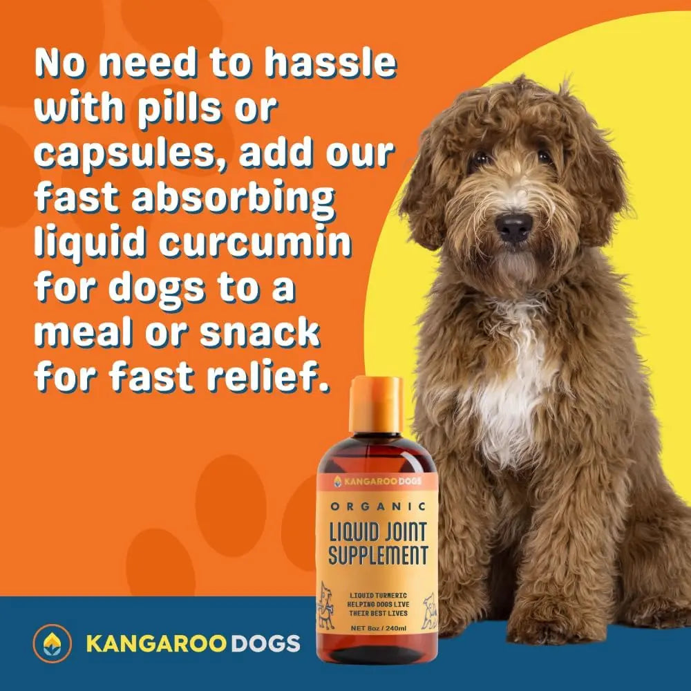 Kangaroo Dogs Organic Turmeric Curcumin Dog Joint Supplement 8oz Kangaroo Dogs