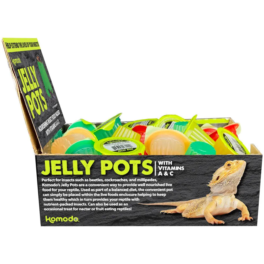 Komodo Natural Jelly Pots Insect Food Fruit Flavor Display 40 ct Komodo