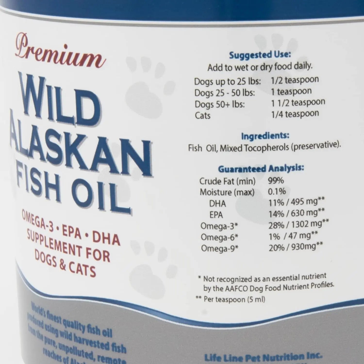 Life Line Pet Nutrition Wild Alaskan Fish Oil Omega-3 Supplement for Skin & Coat Life Line Pet