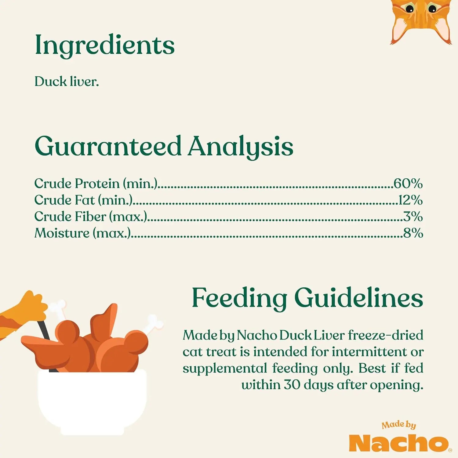 Made By Nacho Freeze Dried Duck Liver Cat Treats 1 oz Made By Nacho