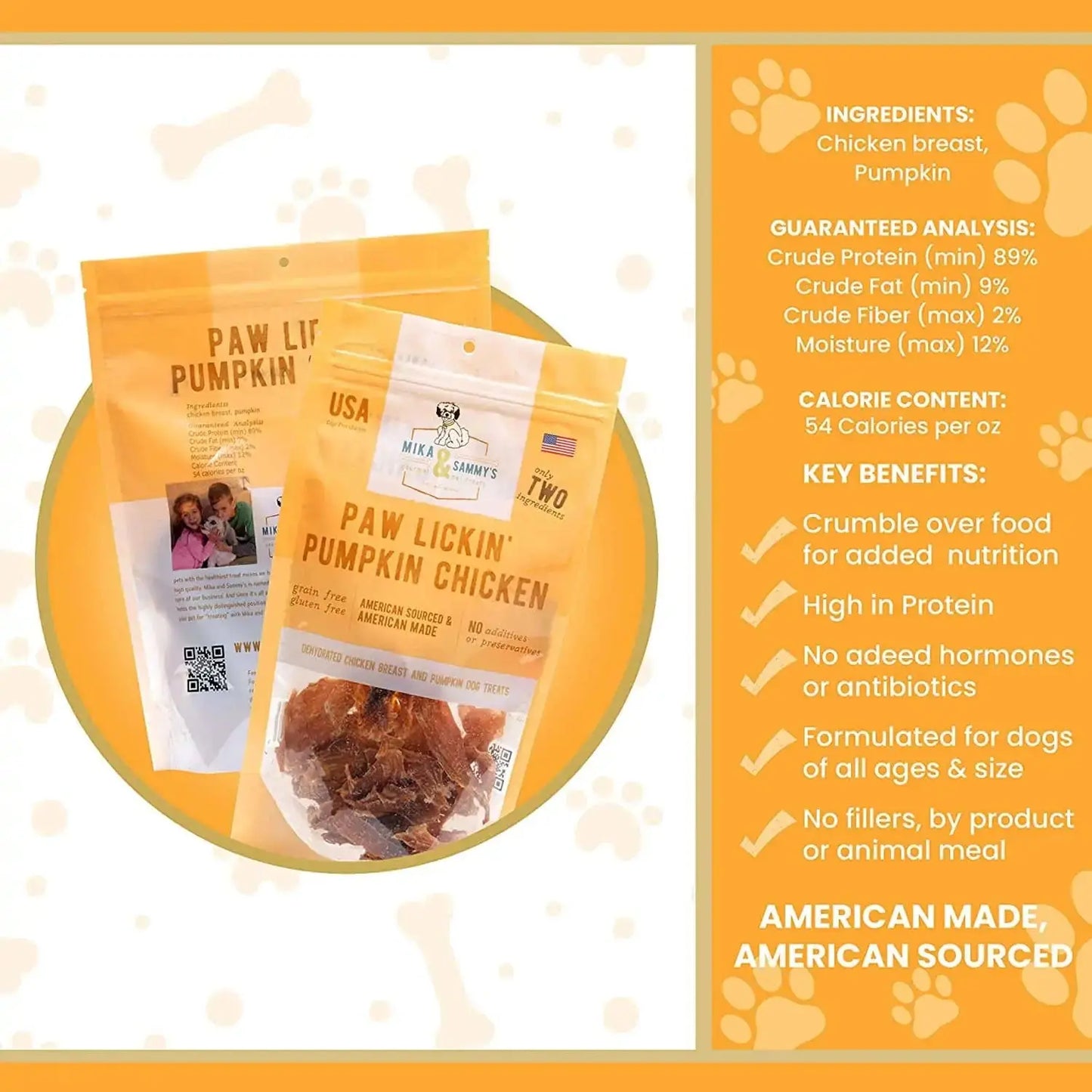 Mika & Sammy’s Paw Lickin’ Pumpkin Chicken Dehydrated Dog Treats 5oz Mika & Sammys