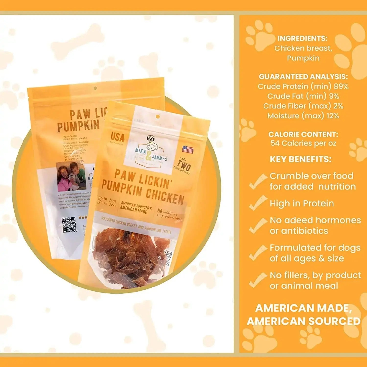 Mika & Sammy’s Paw Lickin’ Pumpkin Chicken Dehydrated Dog Treats 5oz Mika & Sammys