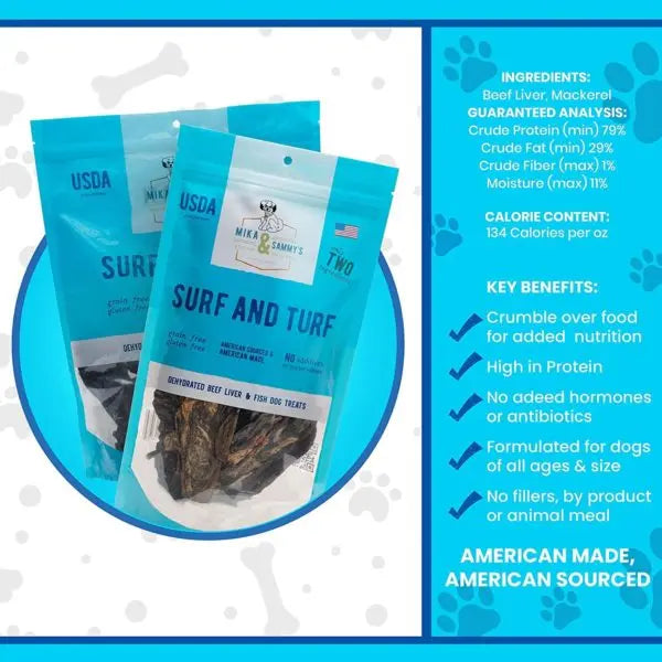 Mika & Sammys Surf and Turf Dehydrated Dog Treats 5oz Mika & Sammys