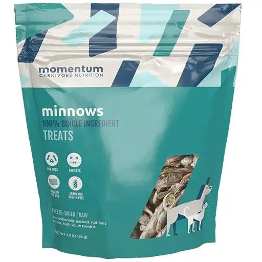 Momentum Carnivore Nutrition Freeze Dried Raw Minnows Treats 2oz Momentum